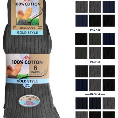 MENS 100% P PACK SOCKS