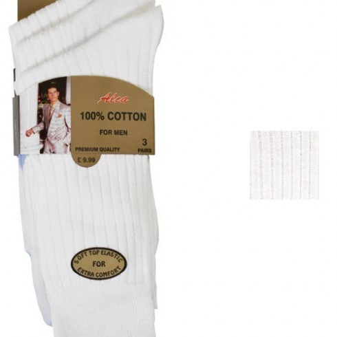 WHITE 3 PACK CASCADE 100% COTTON SOCKS