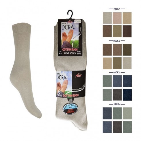 6 PACK LYCRA COTTON SOCKS FASHION