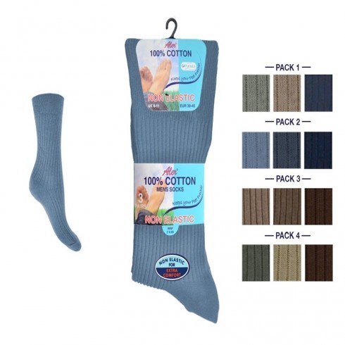 NON-ELASTIC 100% COTTON RIB SOCKS FASHION