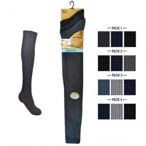 ASSORTED LONG 100% COTTON SOCKS