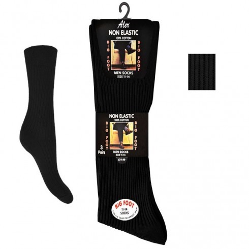 BIGFOOT 100% NON ELASTIC BLACK SOCKS