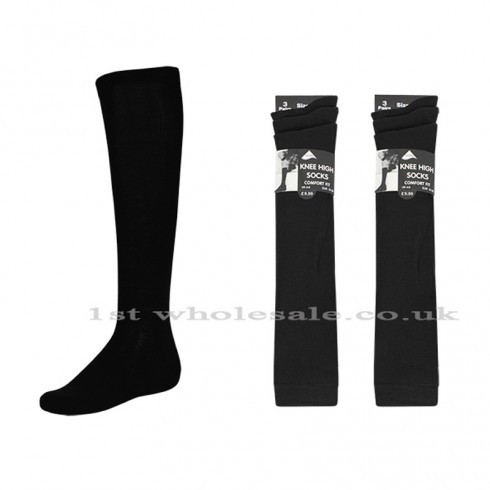 3 PACK KNEE HIGH SOCKS BLACK