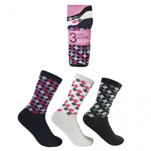 LADIES DESIGN SOCKS DIAMOND DESIGN 4-7