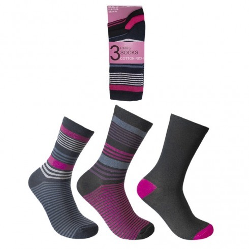 LADIES DESIGN SOCKS STRIPED 4-7