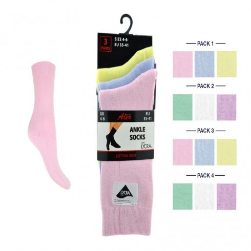 LIGHT PASTELLYCRA ANKLE SOCKS 4/6