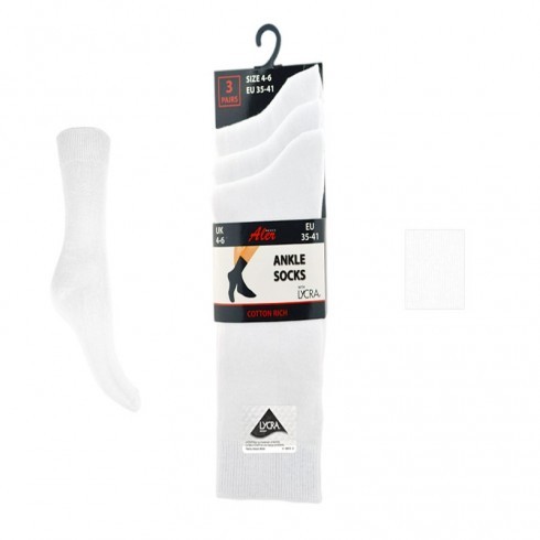 BOYS WHITE LYCRA ANKLE SOCKS BOYS SIZE 4/6