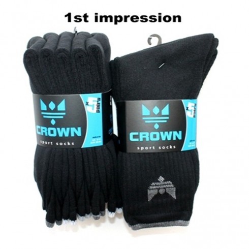 MENS 5 PACK CROWN BLACK SPORT SOCKS