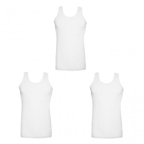MENS SINGLE JERSEY WHITE VEST MEDUIM