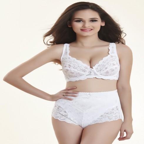 LADIES FULL CUP LACE BRA WITH UNDERWIRE WHITE 38B