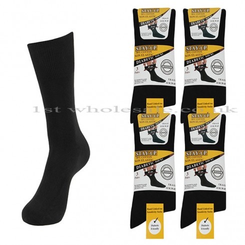 BLACK DIABETIC NON ELASTICATED SOCKS