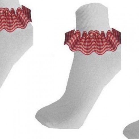 GINGHAM LACE SOCKS RED