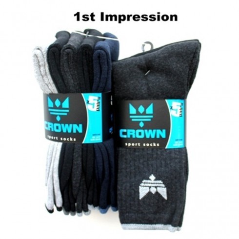 5 PACK CROWN SPORT SOCKS ASSORTED