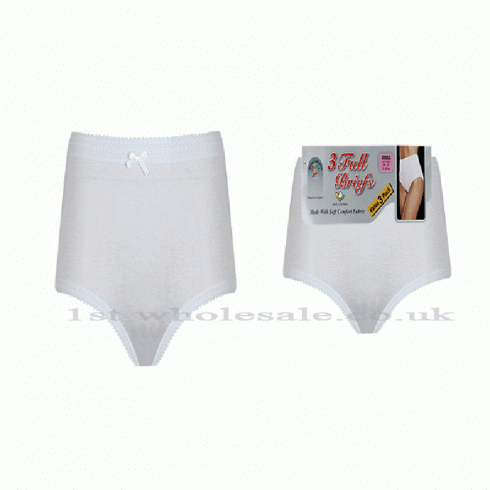 LADIES COTTON WHITE FULL MAMA BRIEFS OS