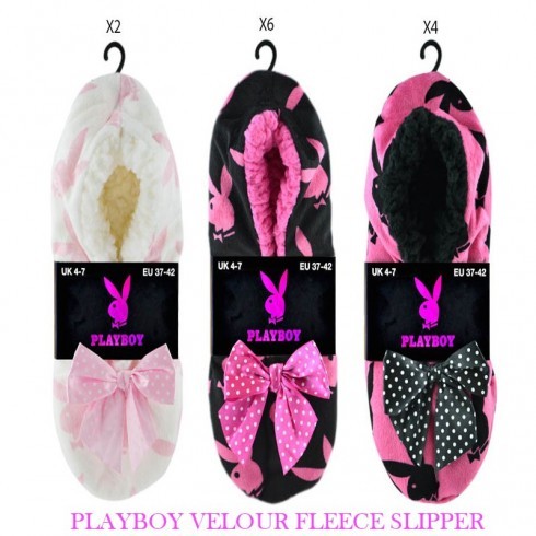 PLAYBOY LADIES FLEECE SLIPPER WITH BOW