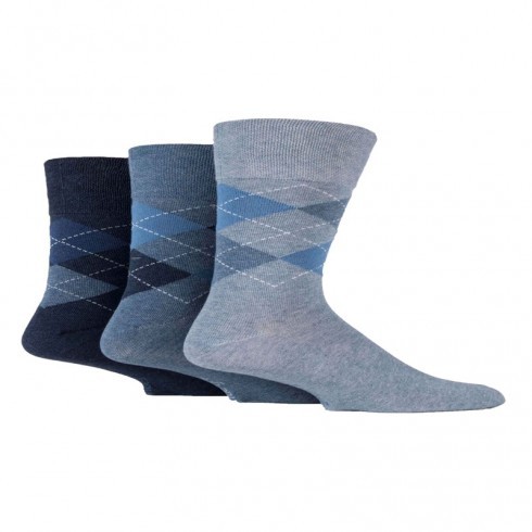 GENTLE GRIP BLUE ARGYLE DESIGN SOCKS