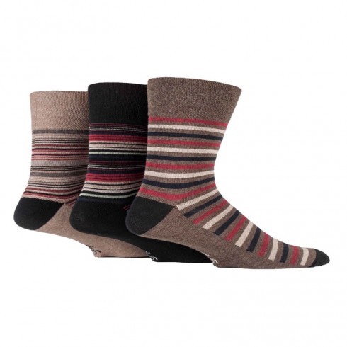 GENTLE GRIP SOFT BROWN STRIPES DESIGN SOCKS