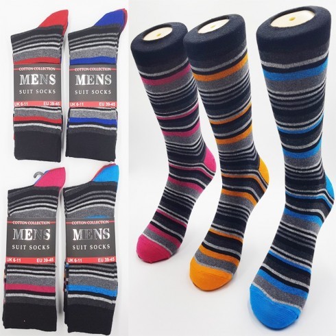 MENS 3PK MULTI STRIPE SOCKS