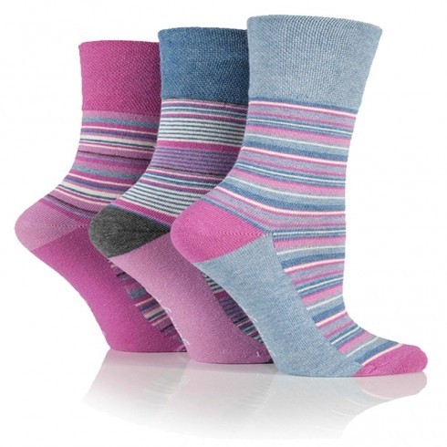 LADES STRIPE DESIGN GENTLE GRIP SOCKS