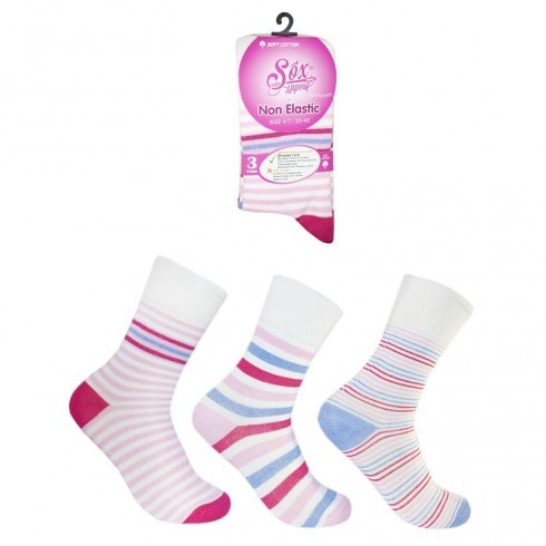 LADIES NON ELASTICATED STRIPE SOCKS