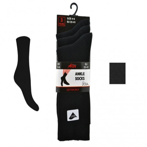 BLACK LYCRA ANKLE SOCKS 4/6