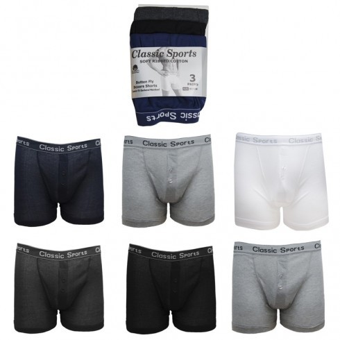 MENS 3PK CLASSIC SPORT GREY BAND BOXER SHORTS MEDUIM
