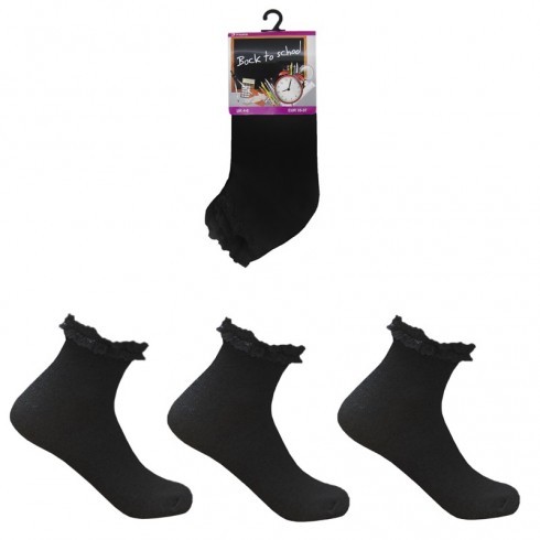 GIRLS LACE TRIM TRAINER SOCKS