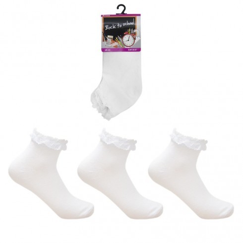 GIRLS LACE TRIM TRAINER SOCKS