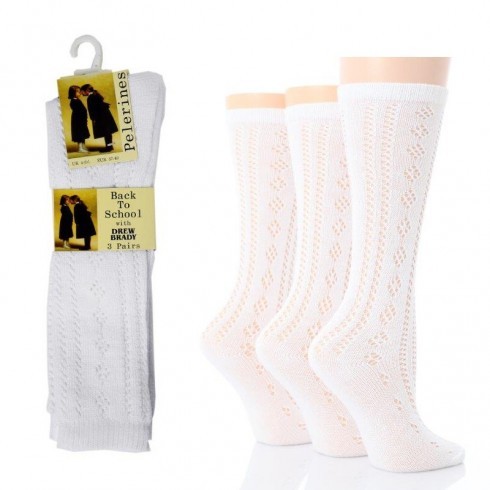 GIRLS PELERINE SOCKS IN WHITE 4/6