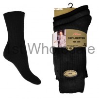 BLACK 3 PACK CASCADE 100% COTTON SOCKS