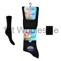 Non-Elastic 100% Cotton Rib Socks Black