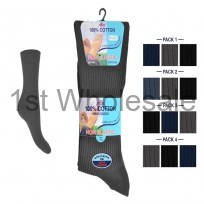 NON-ELASTIC 100% COTTON RIB SOCKS DARK ASSORTED