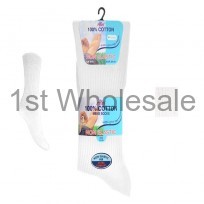 NON-ELASTIC 100% COTTON RIB SOCKS WHITE