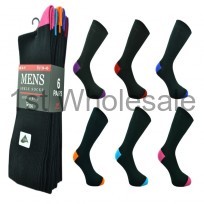 6 PACK COLOUR HEEL & TOE SOCKS