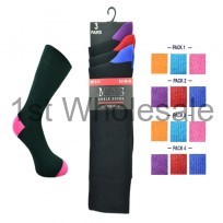 3 PACK COLOUR HEEL & TOE SOCKS