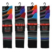 3 PACK STRIPED COLOUR HEEL & TOE SOCKS