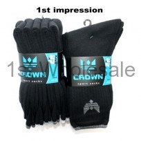 MENS 5 PACK CROWN BLACK SPORT SOCKS