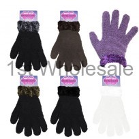 LADIES SOFT AND COSY GLOVES WITH FUR CUFF