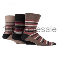 GENTLE GRIP SOFT BROWN STRIPES DESIGN SOCKS