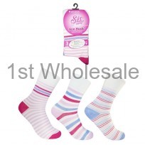 LADIES NON ELASTICATED STRIPE SOCKS