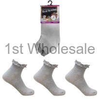 GIRLS LACE TRIM TRAINER SOCKS